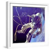 Astronaut Edward White, the First American to Walk in Space on June 3 1965-null-Framed Photographic Print