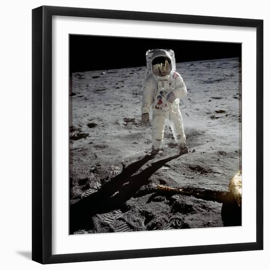 Astronaut Edwin 'Buzz' Aldrin Standing on the Moon after the Apollo 11 Landing, 20 July 1969-null-Framed Photographic Print