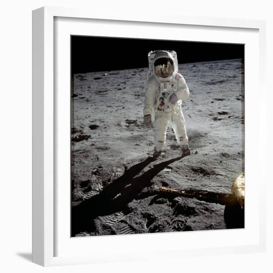 Astronaut Edwin 'Buzz' Aldrin Standing on the Moon after the Apollo 11 Landing, 20 July 1969-null-Framed Photographic Print