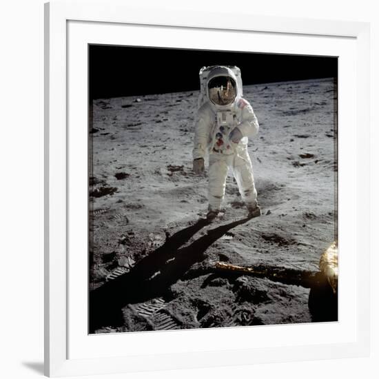 Astronaut Edwin 'Buzz' Aldrin Standing on the Moon after the Apollo 11 Landing, 20 July 1969-null-Framed Photographic Print