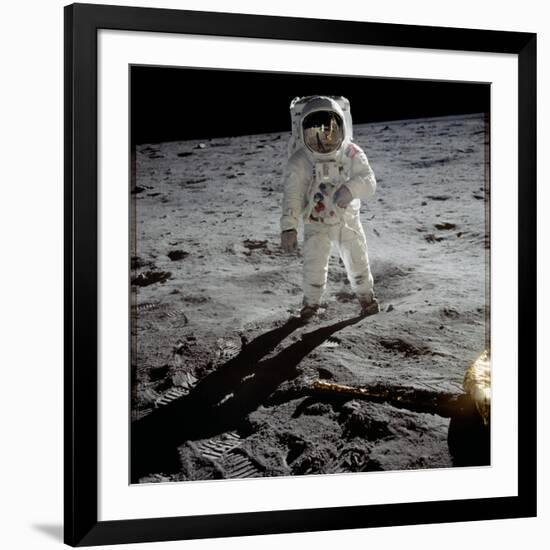 Astronaut Edwin 'Buzz' Aldrin Standing on the Moon after the Apollo 11 Landing, 20 July 1969-null-Framed Photographic Print