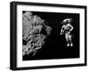 Astronaut Exploring an Asteroid in Outer Space-null-Framed Art Print