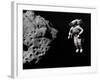 Astronaut Exploring an Asteroid in Outer Space-null-Framed Art Print