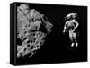 Astronaut Exploring an Asteroid in Outer Space-null-Framed Stretched Canvas