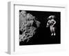 Astronaut Exploring an Asteroid in Outer Space-null-Framed Art Print