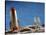 Astronaut Figurines Standing Beside Toy Rocket-null-Stretched Canvas