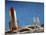 Astronaut Figurines Standing Beside Toy Rocket-null-Mounted Photographic Print