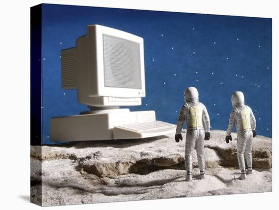 Astronaut Figurines Standing White Computer-null-Stretched Canvas