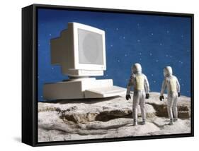 Astronaut Figurines Standing White Computer-null-Framed Stretched Canvas