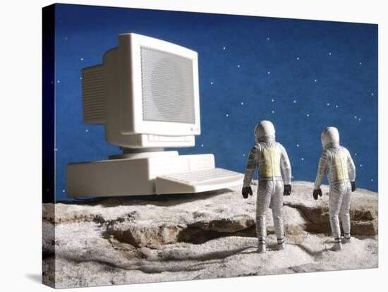 Astronaut Figurines Standing White Computer-null-Stretched Canvas