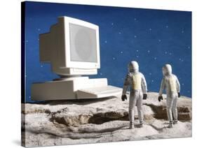 Astronaut Figurines Standing White Computer-null-Stretched Canvas