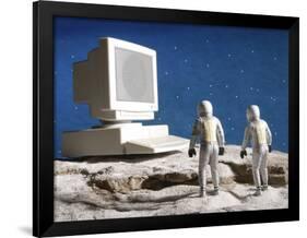 Astronaut Figurines Standing White Computer-null-Framed Photographic Print