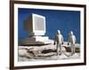 Astronaut Figurines Standing White Computer-null-Framed Photographic Print