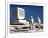 Astronaut Figurines Standing White Computer-null-Framed Photographic Print