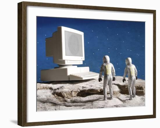 Astronaut Figurines Standing White Computer-null-Framed Photographic Print