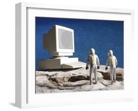 Astronaut Figurines Standing White Computer-null-Framed Photographic Print