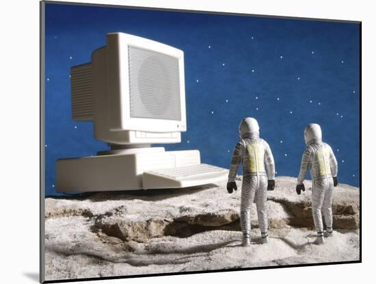 Astronaut Figurines Standing White Computer-null-Mounted Photographic Print