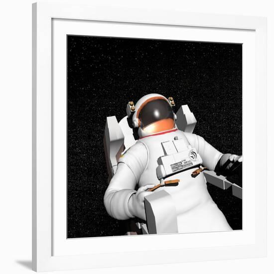 Astronaut Floating Alone in the Dark Space Surrounded with Stars-null-Framed Art Print