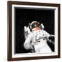 Astronaut Floating Alone in the Dark Space Surrounded with Stars-null-Framed Art Print