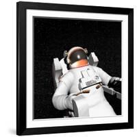 Astronaut Floating Alone in the Dark Space Surrounded with Stars-null-Framed Art Print