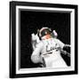 Astronaut Floating Alone in the Dark Space Surrounded with Stars-null-Framed Art Print