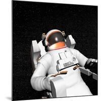 Astronaut Floating Alone in the Dark Space Surrounded with Stars-null-Mounted Art Print