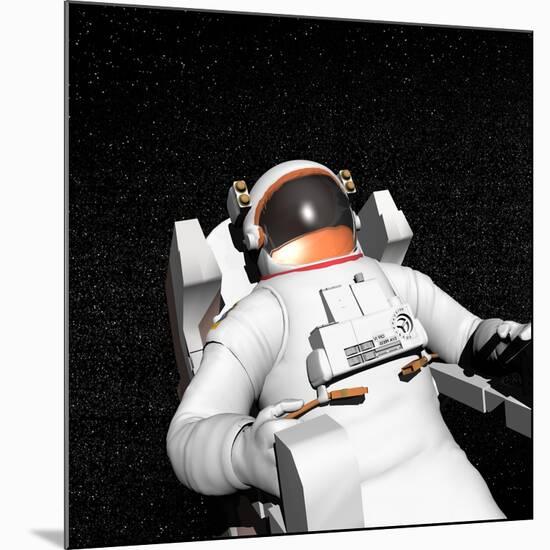 Astronaut Floating Alone in the Dark Space Surrounded with Stars-null-Mounted Art Print