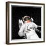 Astronaut Floating Alone in the Dark Space Surrounded with Stars-null-Framed Art Print