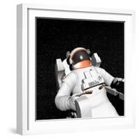 Astronaut Floating Alone in the Dark Space Surrounded with Stars-null-Framed Art Print