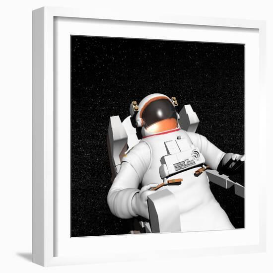 Astronaut Floating Alone in the Dark Space Surrounded with Stars-null-Framed Art Print