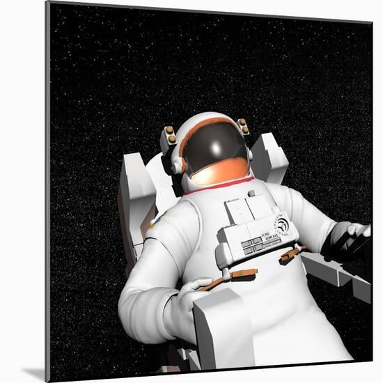 Astronaut Floating Alone in the Dark Space Surrounded with Stars-null-Mounted Art Print
