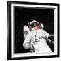 Astronaut Floating Alone in the Dark Space Surrounded with Stars-null-Framed Art Print