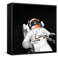 Astronaut Floating Alone in the Dark Space Surrounded with Stars-null-Framed Stretched Canvas