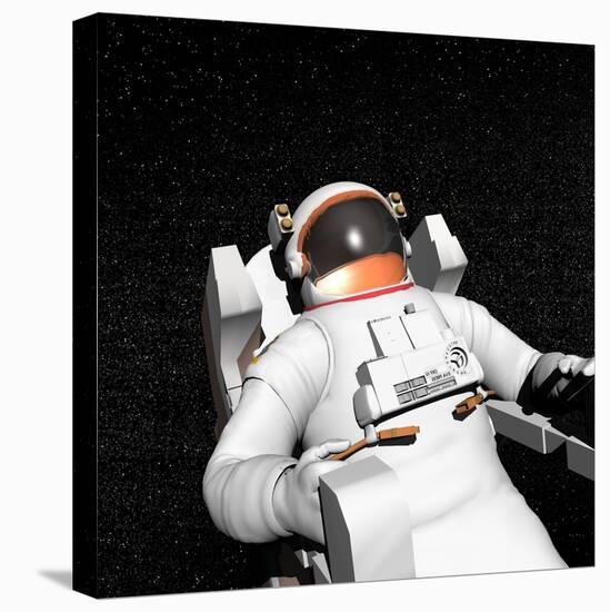 Astronaut Floating Alone in the Dark Space Surrounded with Stars-null-Stretched Canvas