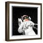 Astronaut Floating Alone in the Dark Space Surrounded with Stars-null-Framed Art Print