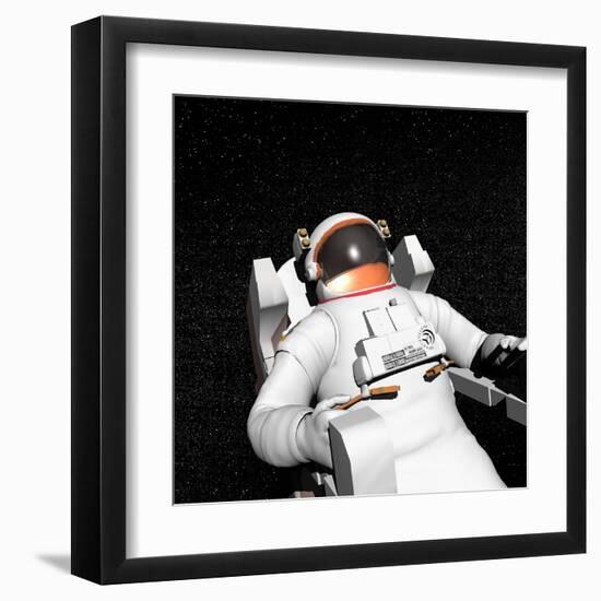 Astronaut Floating Alone in the Dark Space Surrounded with Stars-null-Framed Art Print