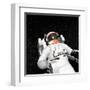 Astronaut Floating Alone in the Dark Space Surrounded with Stars-null-Framed Art Print