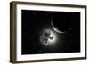 Astronaut Floating in Deep Space with an Earth-Like Planet in Background-Stocktrek Images-Framed Premium Giclee Print