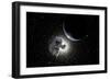 Astronaut Floating in Deep Space with an Earth-Like Planet in Background-Stocktrek Images-Framed Premium Giclee Print