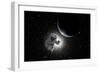 Astronaut Floating in Deep Space with an Earth-Like Planet in Background-Stocktrek Images-Framed Premium Giclee Print