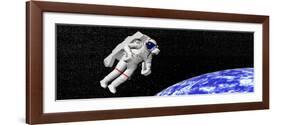 Astronaut Floating in Outer Space Above Planet Earth-null-Framed Art Print