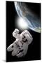 Astronaut Floating in Outer Space with Visible Sunrise from an Earth-Like Planet-Stocktrek Images-Mounted Art Print