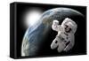 Astronaut Floating in Outer Space with Visible Sunrise from an Earth-Like Planet-Stocktrek Images-Framed Stretched Canvas