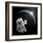 Astronaut Floating in Space as the Sun Rises on an Earth-Like Planet-Stocktrek Images-Framed Art Print