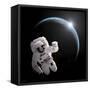 Astronaut Floating in Space as the Sun Rises on an Earth-Like Planet-Stocktrek Images-Framed Stretched Canvas