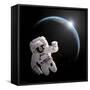 Astronaut Floating in Space as the Sun Rises on an Earth-Like Planet-Stocktrek Images-Framed Stretched Canvas