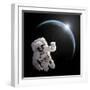 Astronaut Floating in Space as the Sun Rises on an Earth-Like Planet-Stocktrek Images-Framed Art Print