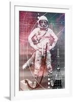 Astronaut Fox-null-Framed Art Print