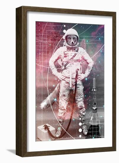 Astronaut Fox-null-Framed Art Print