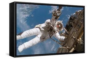 Astronaut Fuglesang Performing Spacewalk-null-Framed Stretched Canvas